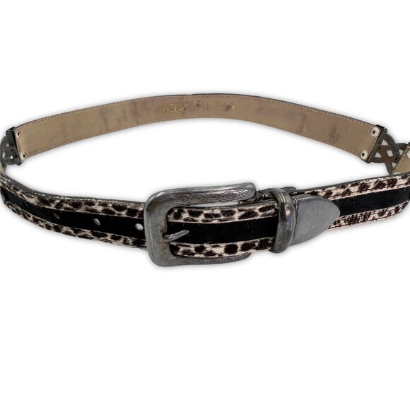 CACHE Cheetah Print Calf Hair & Suede Metal Spacer Vintage Western Belt Size M - Picture 2 of 7